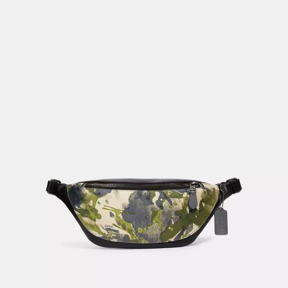 Coach Warren Belt Bag With Watercolor Script Print - Picture 2 of 16